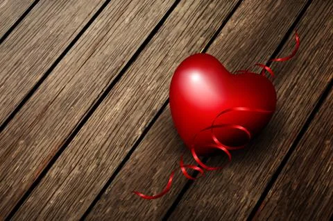 Heart On A Wood Board Stock Illustration