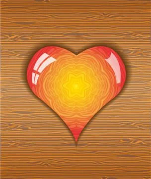 Heart on wood texture. Stock Illustration