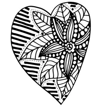Heart in zentangle style Illustrazione stock