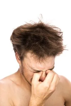 Heartache - isolate man crying Foto stock