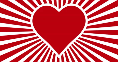 Heartbeat against the background of spinning rays of love, red heart beats from Stock Footage 180646349