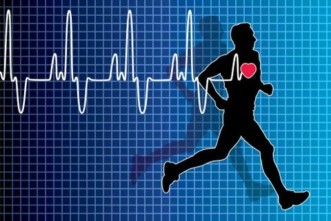 Heartbeat and running man Stock Illustration