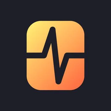 Heartbeat animation effect orange solid gradient ui icon for dark theme Stock Illustration