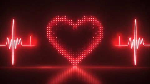 Heartbeat animation in vibrant red light showcases love and emotion at a li.. Stock Footage 320949256
