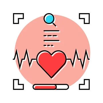 Heartbeat authentication color icon vector illustration Illustrazione stock