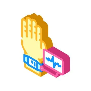 Heartbeat authentication isometric icon vector illustration Stock Illustration