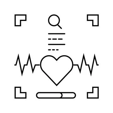 Heartbeat authentication line icon vector illustration Illustrazione stock
