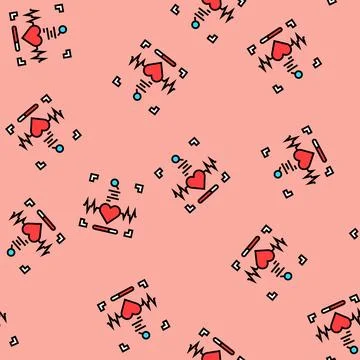 Heartbeat authentication vector seamless pattern Illustrazione stock