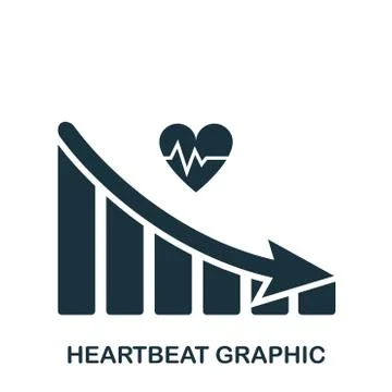 Heartbeat Decrease Graphic icon. Mobile app, printing, web site icon. Simple 库存插图