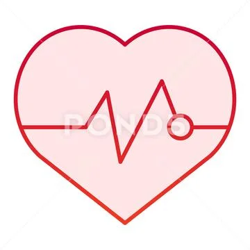 Heart Cardiogram Line Iconvector Illustration Isolated On White