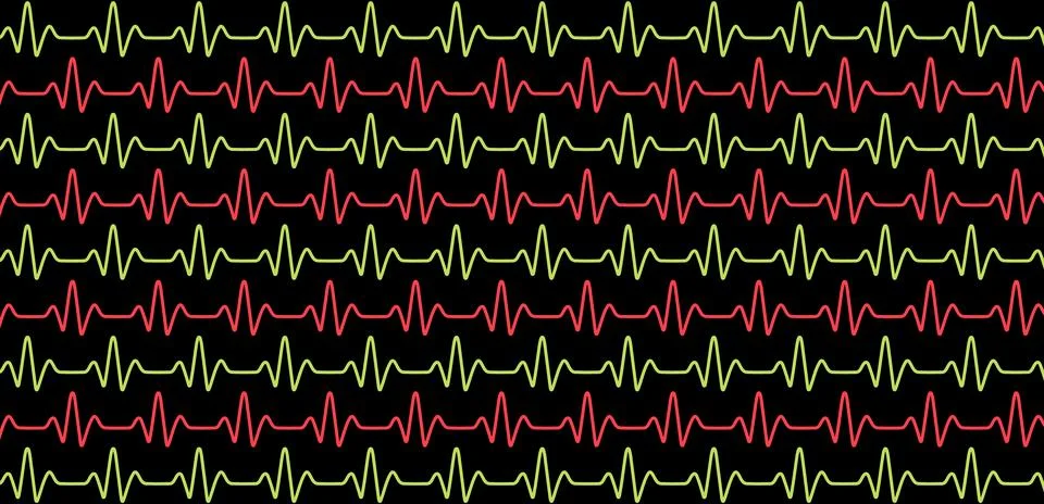 Heartbeat graph seamless geometric vector pattern design Illustrazione stock