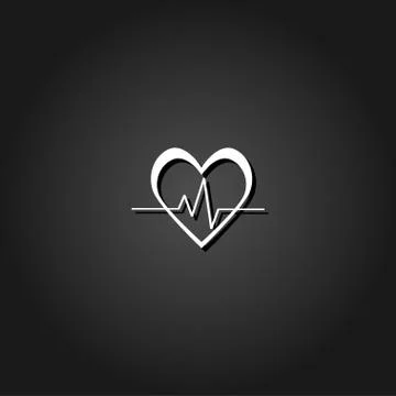 Heartbeat icon flat. Stock Illustration