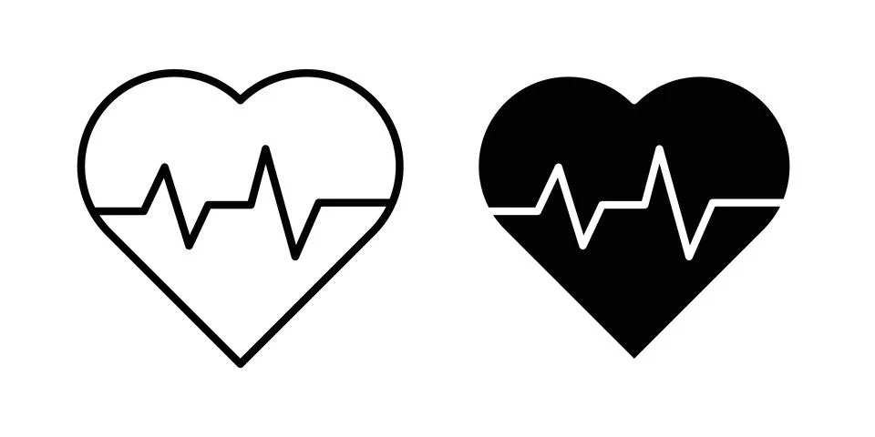 Heartbeat icon solid, line, and editable vector set. Stockillustratie