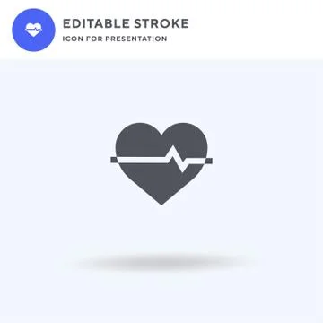 Heartbeat icon vector, filled flat sign, solid pictogram isolated on white, l Illustrazione stock