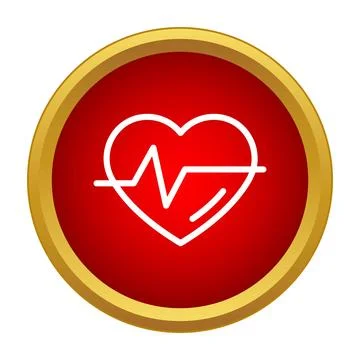 Heartbeat line icon on red button design 스톡 일러스트