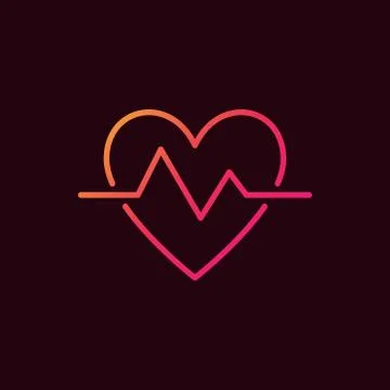 Heartbeat linear colored icon. Vector heart beat pulse symbol Stock Illustration