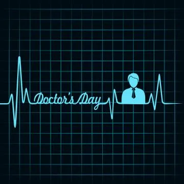 Heartbeat make doctors day text and symbol stock vector Stock Illustration