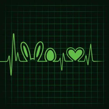 Heartbeat make easter symbol and heart stock vector Illustrazione stock