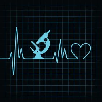 Heartbeat make a microscope and heart symbol イラスト素材