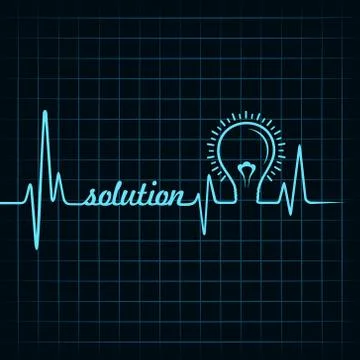 Heartbeat make solution word and light-bulb stock vector Stock Illustration