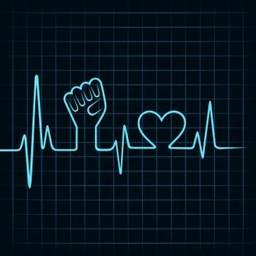 Heartbeat make unity hand and heart stock vector イラスト素材