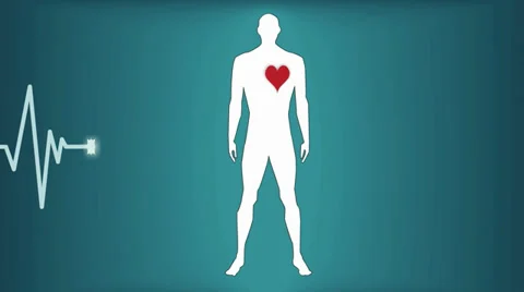 Heartbeat man on a blue background Stock Footage 36235353