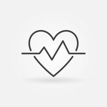 Heartbeat outline icon. Vector simple heart beat pulse symbol Stock Illustration