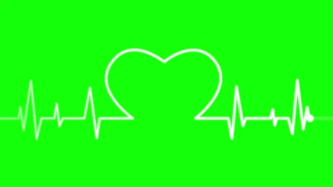 Heartbeat Pulse with Heart Shape Animation on Green Screen Stock Footage 315014773