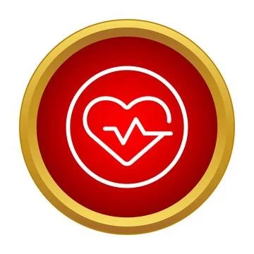 Heartbeat pulse line in red circle medical icon Illustrazione stock