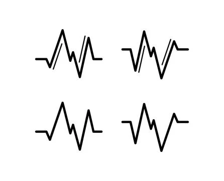 Heartbeat Pulse Sound Wave Vector Icon Set Stock Illustration