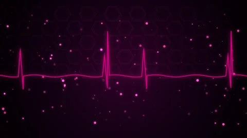Heartbeat pulse trace with hexagonal pattern background and small particles.. Stock Footage 346243903