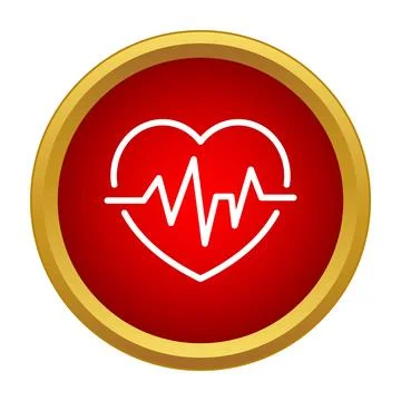 Heartbeat rhythm inside a red circle icon Stock Illustration