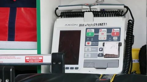 Heartbeat scanning machine in an ambulance Stock Footage 201481046