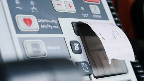 Heartbeat scanning machine in an ambulance Stock Footage 201481110