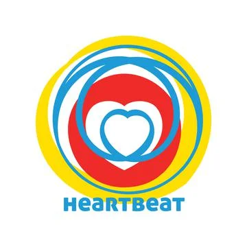Heartbeat. Simple logo with heart. Vector graphic logotype Stock Illustration