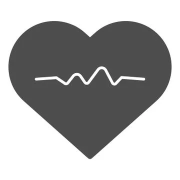 Heartbeat solid icon. Cardiogram vector illustration isolated on white. Heart Stock Illustration
