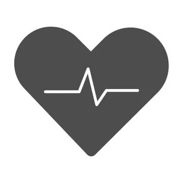 Heartbeat solid icon, Cardiology concept, Cardiogram sign on white background 스톡 일러스트