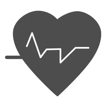Heartbeat solid icon. Heart with pulse, electrocardiogram symbol, glyph style Stock Illustration