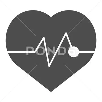 Heart Cardiogram Line Iconvector Illustration Isolated On White