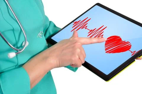 Heartbeat symbol on touchpad Stock Illustration