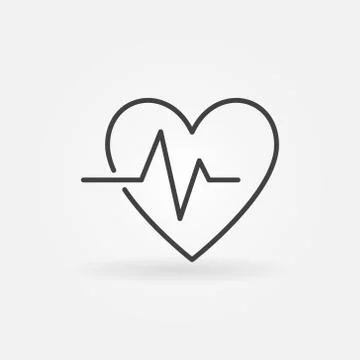 Heartbeat vector linear icon - vector heart beat pulse symbol Stock Illustration