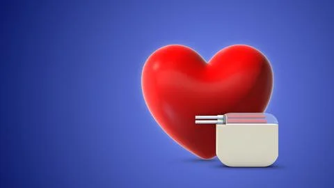 Heartbeat wave lines with a cardiac pacemaker Stock Illustration
