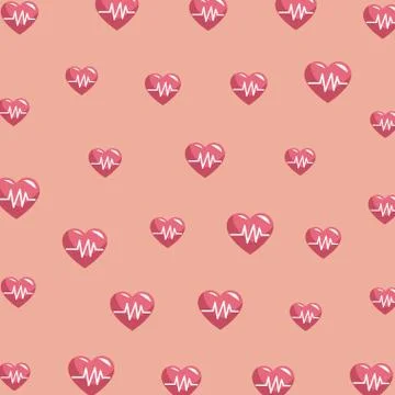 Heartbeats pattern background Stock Illustration