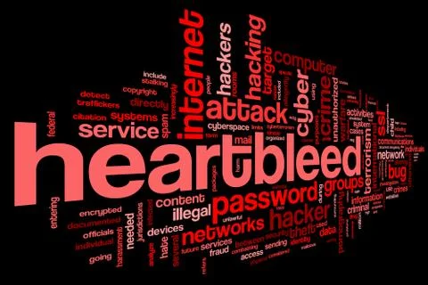 Heartbleed attack in word tag cloud Illustrazione stock