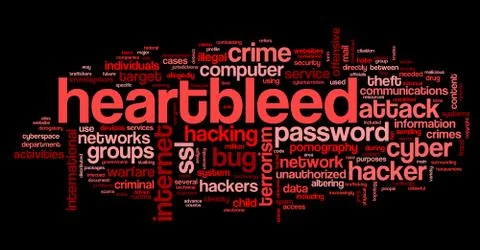 Heartbleed attack in word tag cloud Illustrazione stock