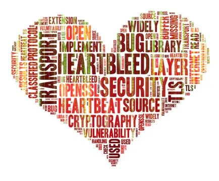 Heartbleed concept with tag cloud forming the heart shape with binary code ru イラスト素材