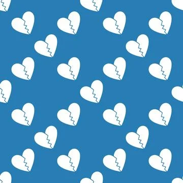 Heartbreak broken heart vector seamless pattern - lost love red background イラスト素材
