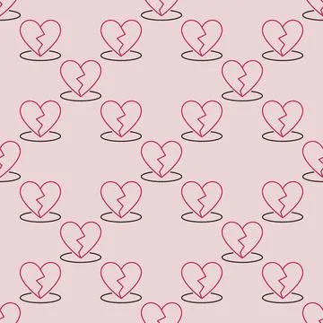 Heartbreak icon vector Sad Ending seamless pattern in line style 스톡 일러스트
