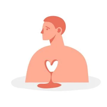 Heartbreak man, heartless guy, concept illustration about relationship, chi.. Stock Illustration