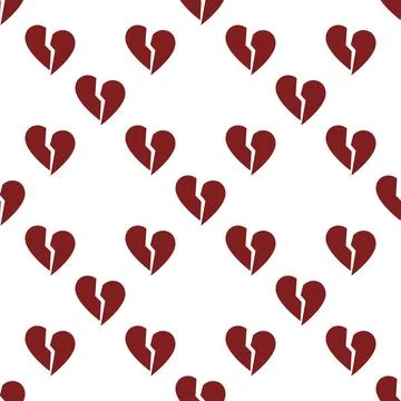 Heartbreak or breakup vector seamless pattern Broken Heart background Stock Illustration